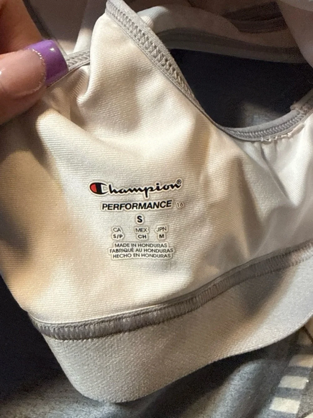 Champion Cream Sports Bra with Gray Trim Racerback
